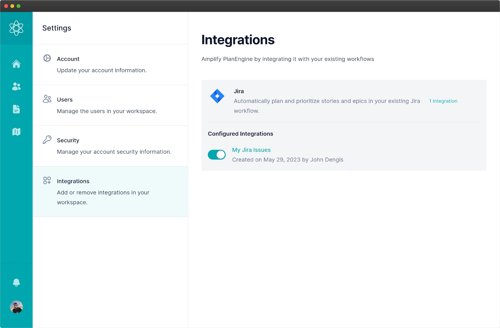 Integrations screenshot